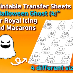 Printable Transfer Sheets &quot;Halloween Ghost (4)&quot; for Royal Icing and Macarons