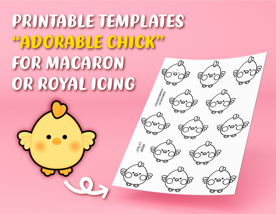 Printable Template "adorable Easter Day Chick Design" for Macaron or ...