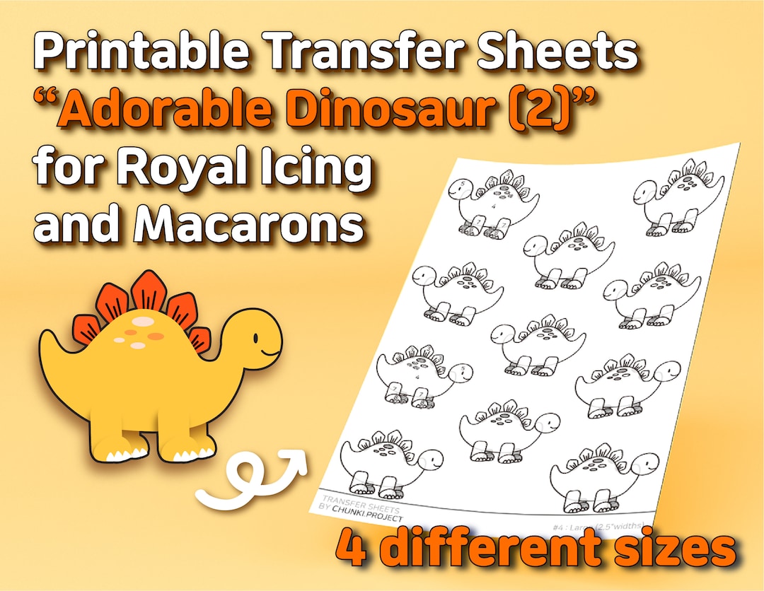 Printable Transfer Sheets adorable Dinosaur2 for Royal Icing and ...