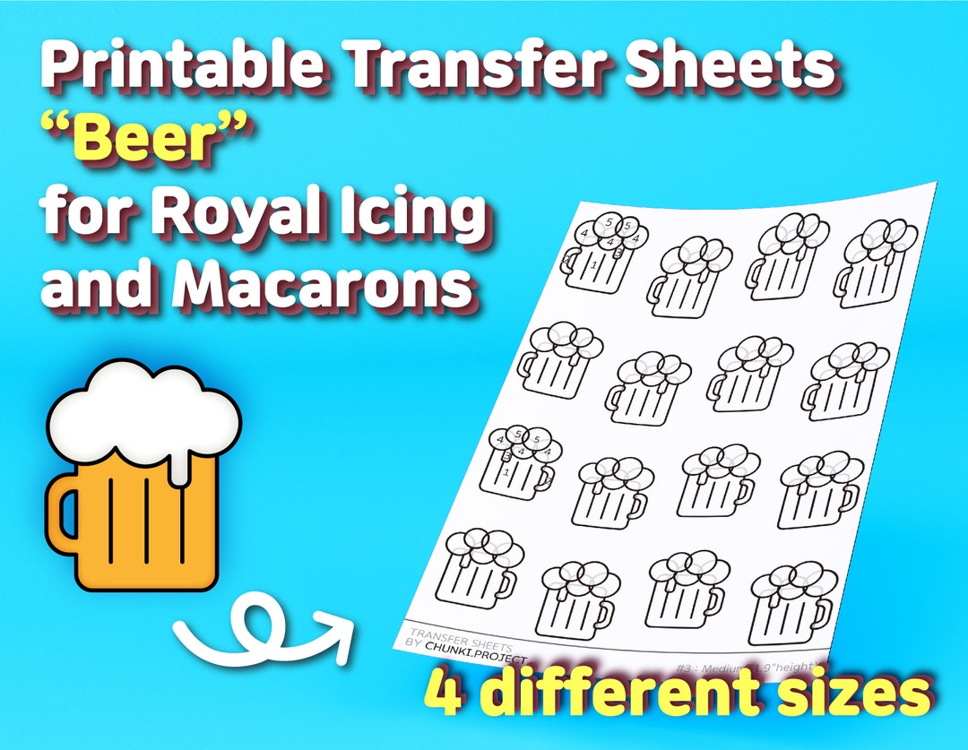 Printable Template beer Design for Royal Icing and Macarons - Etsy