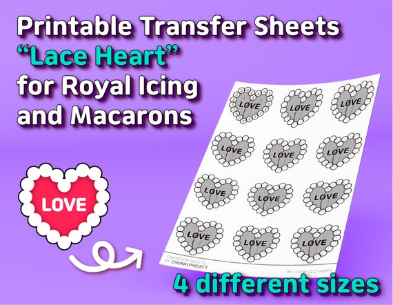 printable template lace heart for macaron or icing etsy