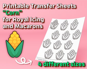 Printable Transfer Sheets "Corn" for Royal Icing and Macarons