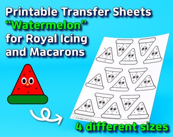 Printable Transfer Sheets "Watermelon" for Royal Icing and Macarons