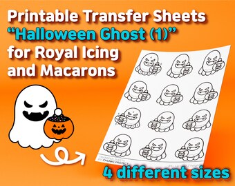 Hojas transferibles imprimibles "Fantasma de Halloween(1)" para glaseado real y macarons