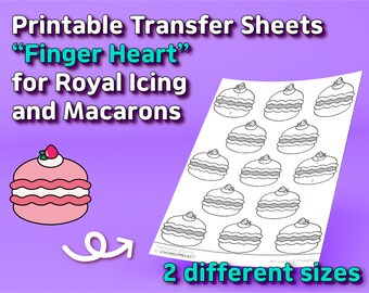 Printable Transfer Sheets "Strawberry Macaron" for Royal Icing and Macarons