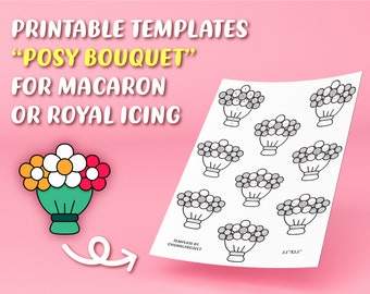 Printable Template "Posy Bouquet" for Macaron or Icing Transfer
