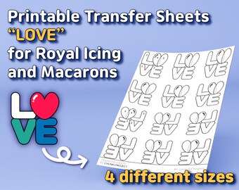 Printable Template "LOVE" for Macaron or Icing Transfer