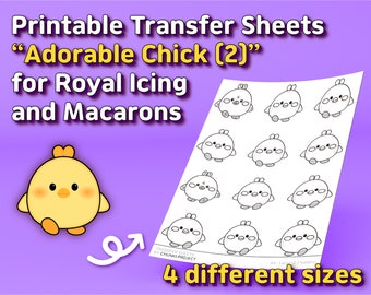 Printable Transfer Sheets "Adorable Easter Chick (2)" for Royal Icing and Macarons