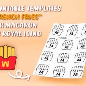 Printable Template "french Fries Design" for Macaron or Icing Transfer ...