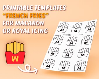 Printable Template "French Fries Design" for Macaron or Icing Transfer