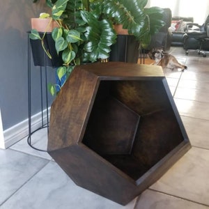 Modern walnut tree veneered mdf cat bed Cat cave premium Designer cat bed Wooden pet furniture Geometric side table