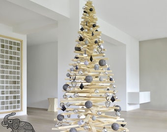 7,2 Fuß Weihnachtsbaum, umweltfreundlicher und moderner Weihnachtsbaum, Kiefernholz Weihnachtsbaum | 220 cm Höhe