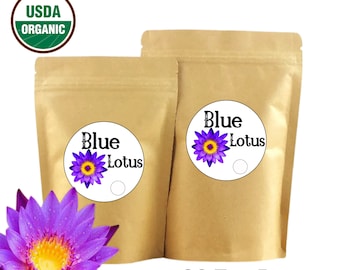 30 Organic Egyptian Blue Lotus • Nymphaea caerulea • No Additives, Pesticides, or Chemicals • Blue Lotus Flower Tea Bags
