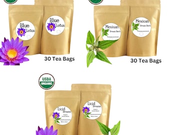 30 Organic Lucid Dream Blend Tea Bags | Calea Zacatechichi | Nymphaea Caerulea, Blue Lily Flower, Euphoric, Relaxing, Lucid Dreaming Tea