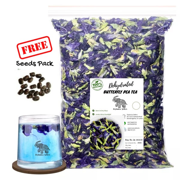 Blue Butterfly Pea Flower Organic | Clitoria ternatea | 100% Organic Dried Herb • Blue Tea Flower | Turns Tea Blue