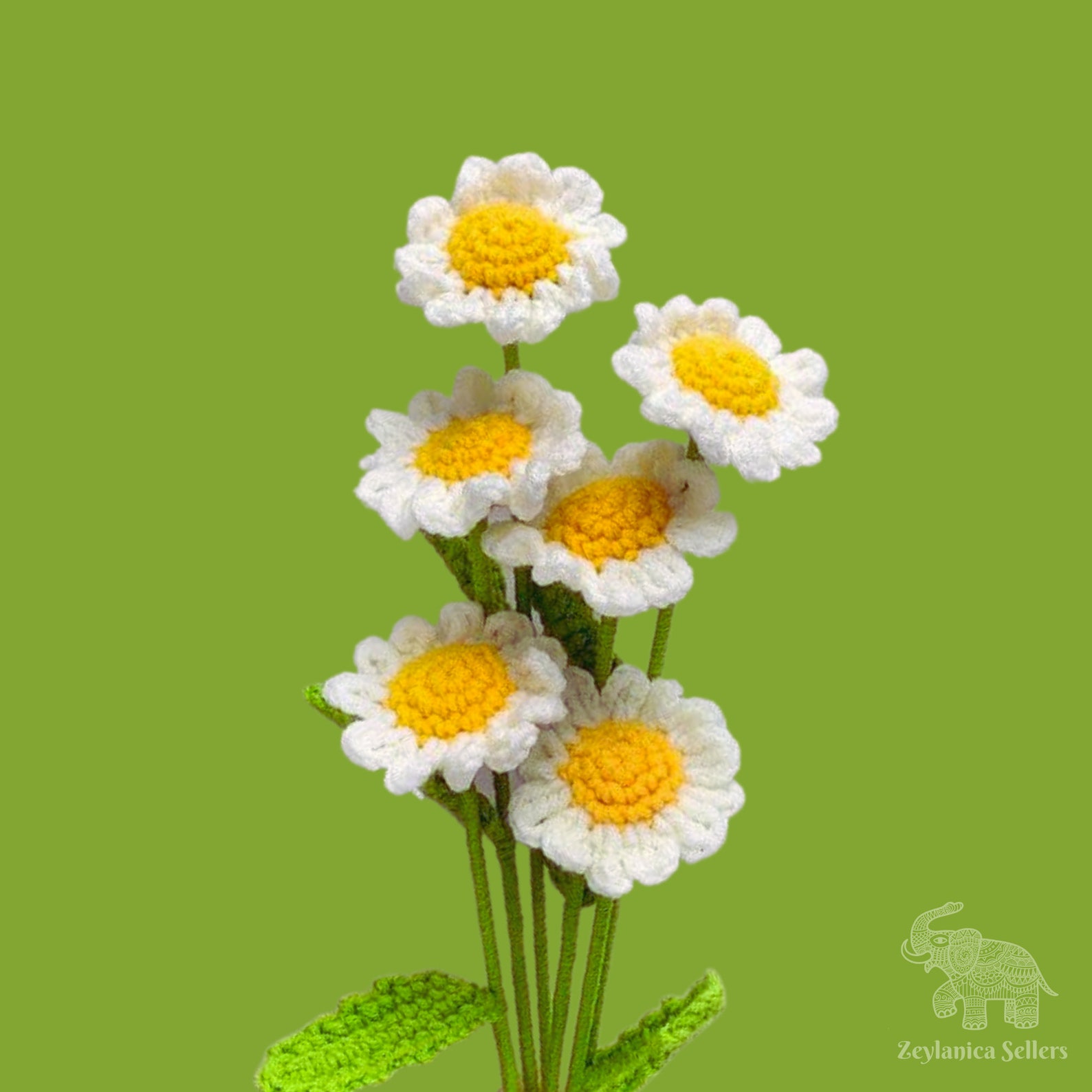 20 Crochet Daisy Boutique Woven Flowers Knitted Cute Flowers Etsy