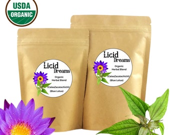 30 Organic Lucid Dream Blend Tea Bags | Calea Zacatechichi | Nymphaea Caerulea, Blue Lily Flower, Euphoric, Relaxing, Lucid Dreaming Tea