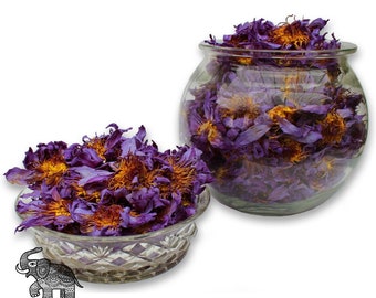 PRE-GROUND 100% Organic Egyptian Blue Lotus Petals & Stems • Nymphaea caerulea  •Free Shipping