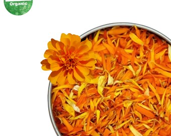 Petali e fiori secchi sfusi di calendula comune - Calendula Officinalis - Tè biologico alla calendula