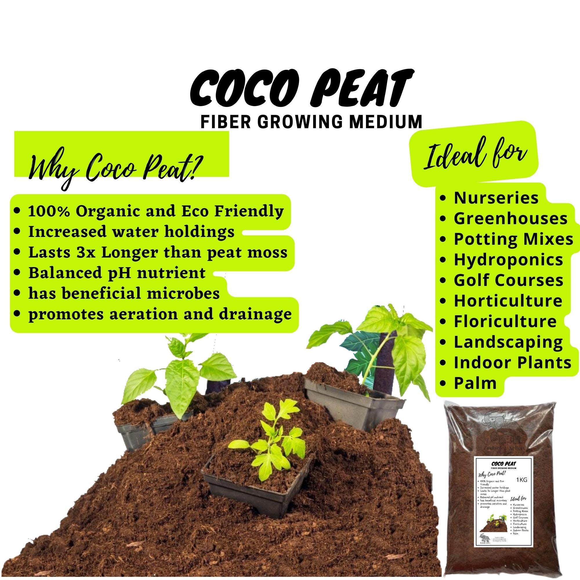 Coconut Coir Coco Peat Cocopeat Fibre Organic Compost Soil Hydroponics Substrate 