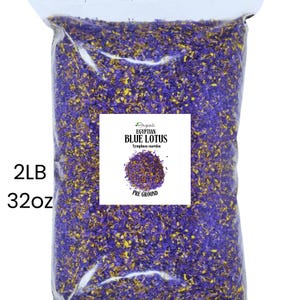 BULK Pre Ground 100% Organic Egyptian Blue Lotus Flowers~Whole Flowers & Crushed Flowers Nymphaea caerulea Sacred water