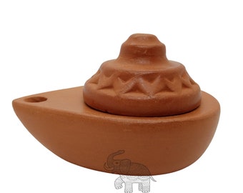 Clay Lamps Diyas Home Room Décor Oil Lamp Handmade Round Decorated Separate Lid Hole Free 100 wicks Slab Clay