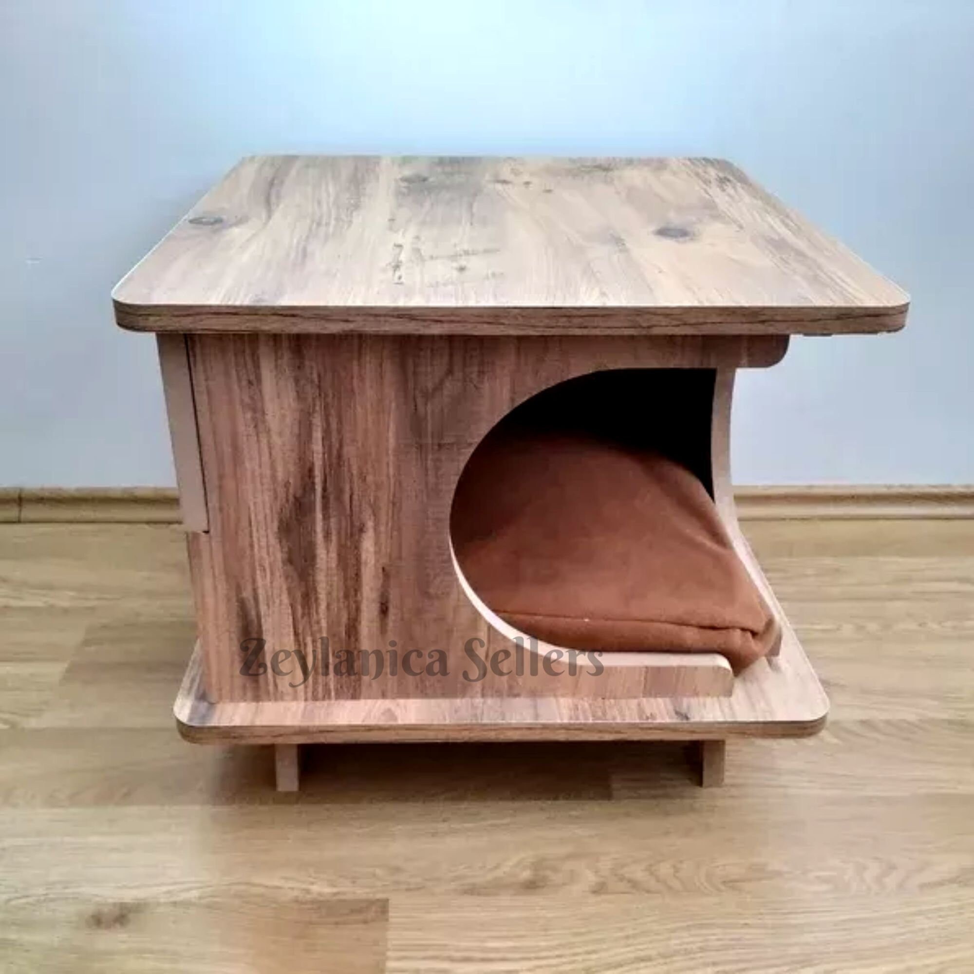 Stylish Plywood Cat House Handmade Cozy Cat Bed Rustical Box Etsy