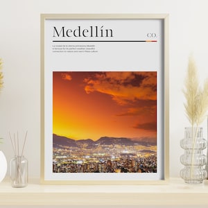 Medellin Colombia Travel Poster, Sunset Photography, Colombia Wall Art, Colombia Print, Colombia, Colombia Wall Decor Digital Download