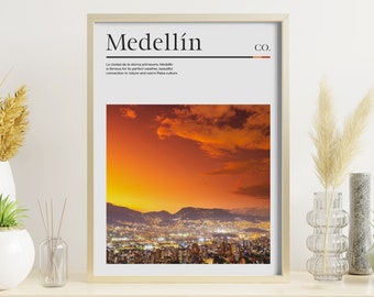 Medellin Colombia Travel Poster, Sunset Photography, Colombia Wall Art, Colombia Print, Colombia, Colombia Wall Decor Digital Download