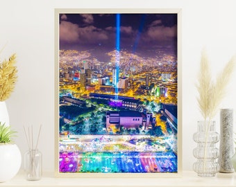 Colombia Printable Wall Art, Medellin Colombia Art, Navidad, Digital Download, Alumbrados, Christmas Lights, Navidad Decoracion,