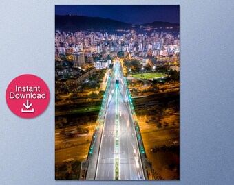 Colombia Medellin at Night! / Drone Photography / Aerial Photography / Printable Wall Art / Digital Download
