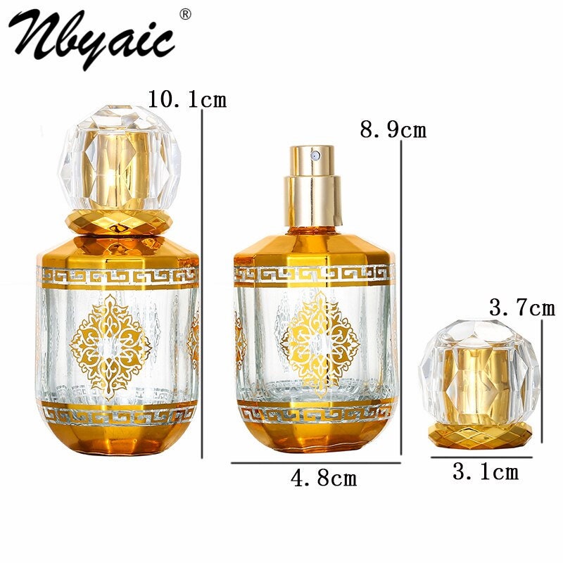Golden 50 ml glass perfume bottles