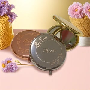 Espejo de maquillaje de bolsillo personalizado, regalo de dama de honor, regalo del Día de la Madre, regalo para ella, espejo de bolsillo