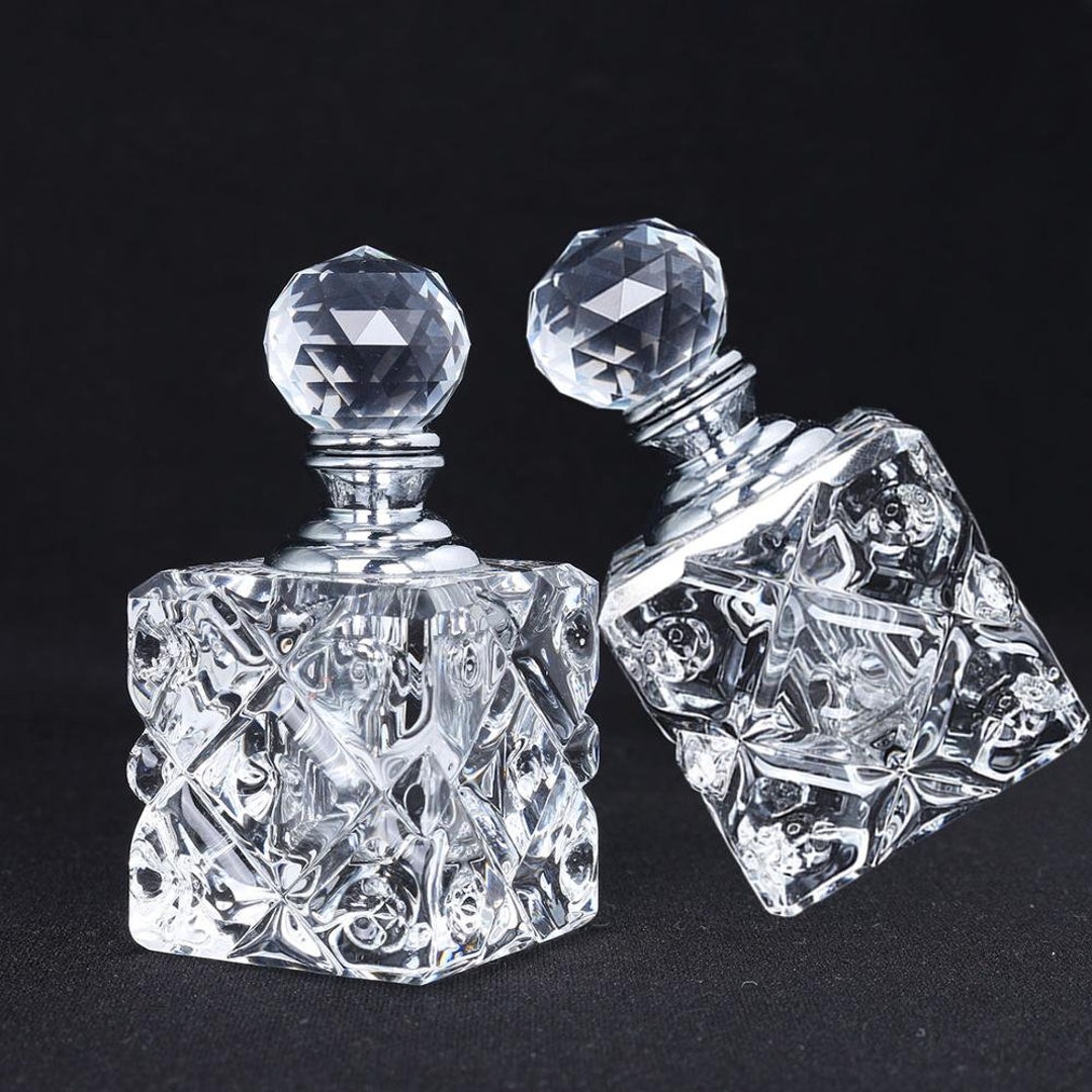 H&D Crystal Art Deco Vintage Style Perfume Bottles Empty Glass Refillable 10ml