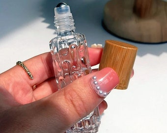 10ml Portable Thick Glass Roller Essential Oil Perfume Bottles Travel Refillable Rollerball Vial Travel Roll On Bottles Vials