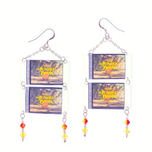 Opening Title (The Jungle Book) // handmade 35mm film cell earrings with beads.