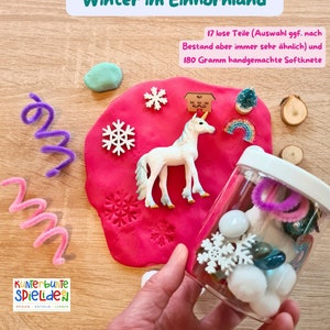 Small gift "Winter in Unicorn Land" Kneading Glass Activity Winter Toddler Soft Clay Children's Gift Play Dough Unicorn Winter