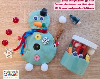 Verre à pétrir « Construire un bonhomme de neige » Petit cadeau Activité hiver Tout-petit Argile douce Cadeau enfant DIY Pâte à modeler Hiver