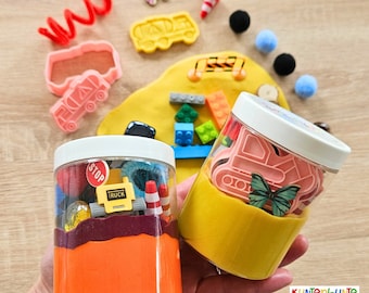 Baustellen Knetset für Kinder, Weihnachtsgeschenk mit Knete, kreatives Knetspiel als Gastgeschenk, Mitbringsel, Adventskalender, Nikolaus