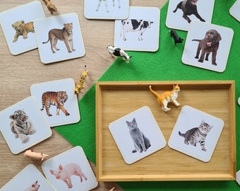 Mi primer juego de combinación - reconocer y asignar animales bebés y mamás - juguetes Montessori regalo para niños pequeños pedagogía Pascua