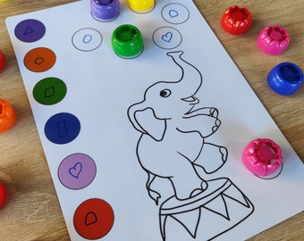 Quetschiedeckel Spielvorlagen: wiederverwendbare Vorlagen zum Lernen von Zahlen, Formen, Buchstaben, Farben - Vorschule - Montessori
