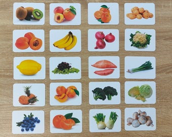 Fruit and Vegetable Card Set - Expansion Set - Fruit and Vegetable Flashcards - First Fruit and Vegetable Card Game - Homeschooling
