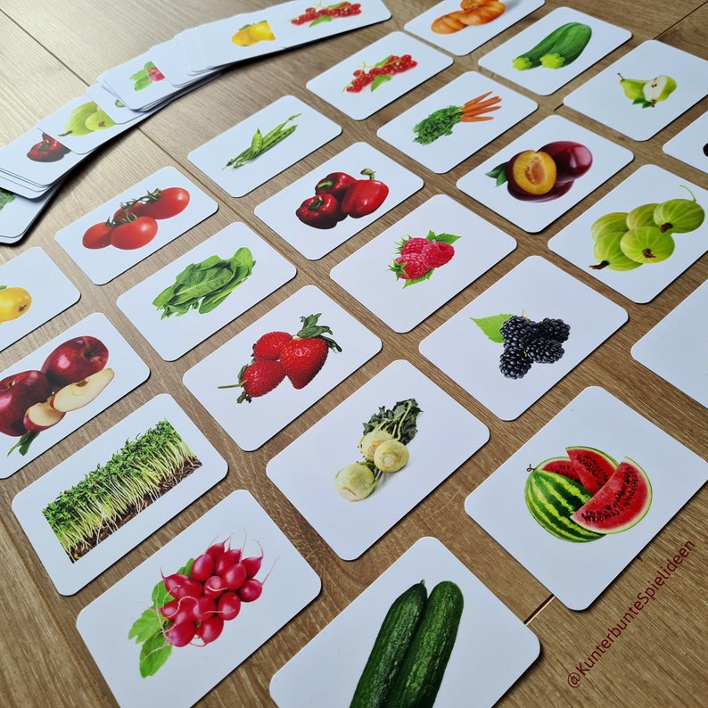 Fruit and vegetable learning cards I Memory I Fruit, vegetables, Montessori toys, vocabulary, memory, school cone image 3