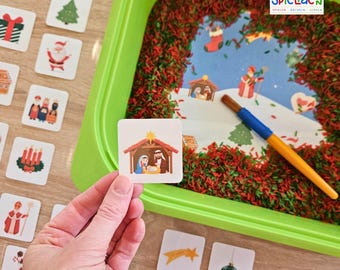 Christmas Sensory Play Template–Montessori PDF –DIY Gift / Sensory Play for Toddlers / Kindergarten – Promote Fine Motor Skills & Senses