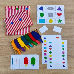 Montessori inspired gift set for toddlers - learning colors - shapes - fine motor skills - pen use
