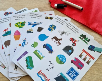 Kids Travel Bingo Game Set - Fun and entertainment on the go! Keeps busy during car rides, train journeys / Travel games / Car Bingo