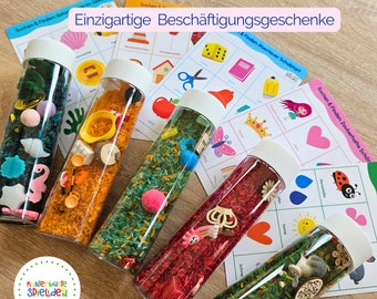 Bottiglia sensoriale regalo per attività autunnali e invernali per bambini, gioco creativo, gioco sensoriale Montessori per bambini piccoli, idee di giochi colorati