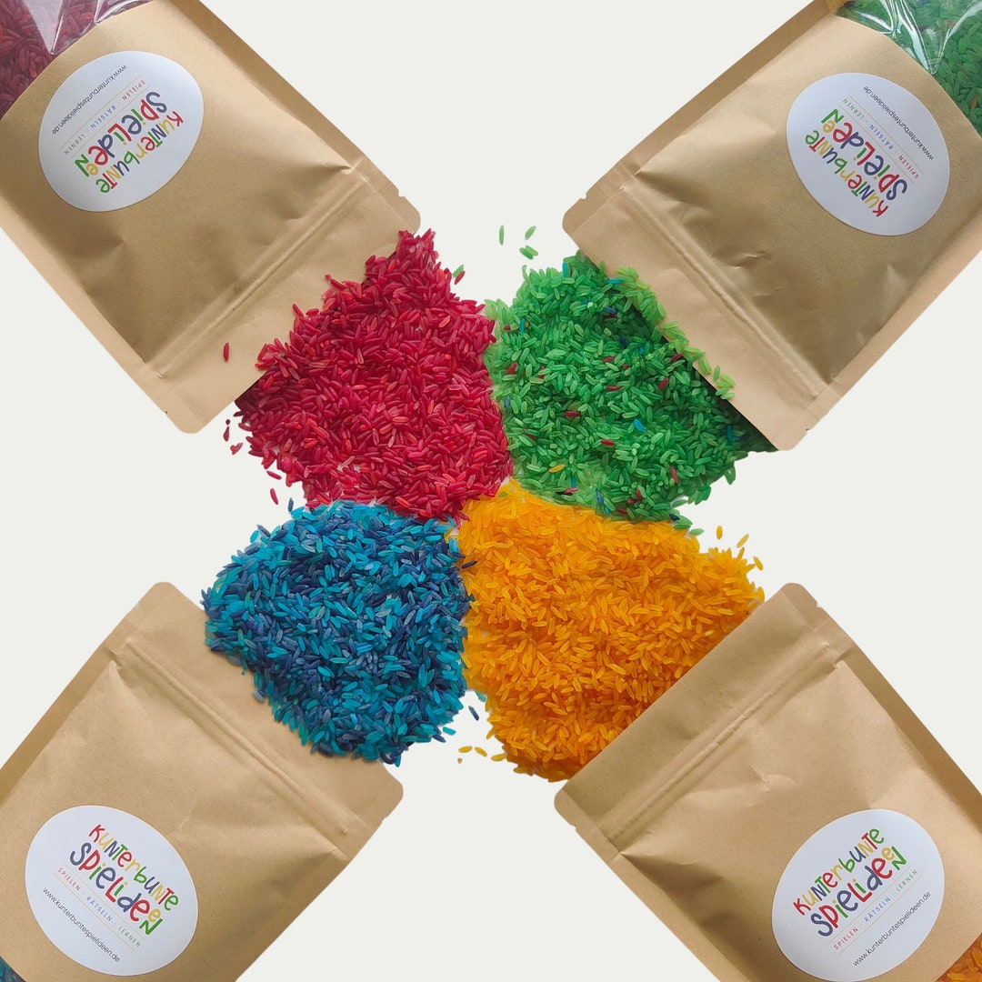 Poppy Rice Play Sensory Rice - Colorful Play Rice - Montessori Game - Early Years ...