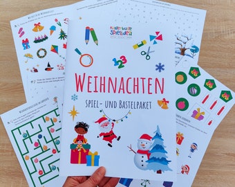 Creative package "Christmas" - playful learning: puzzles, numbers, letters, cutting, painting, connecting, preschool, kindergarten