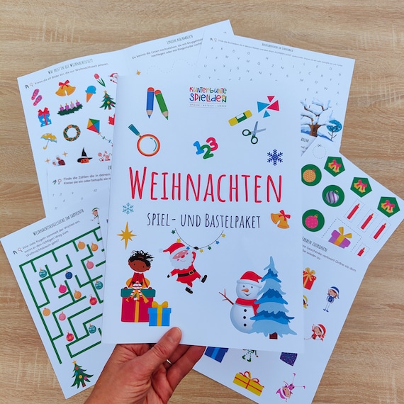 Kreativpaket "Weihnachten" - spielerisches Lernen: Rätseln, Zahlen, Buchstaben, Schneiden, Malen, Verbinden, Vorschule, Kindergarten